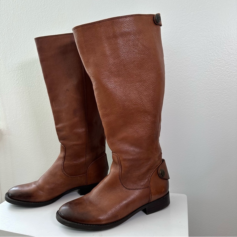 Arturo Chiang Brown Leather Knee High Boots Women 7MW Riding Boots - Picture 2 of 13